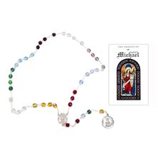 STERLING SILVER AND GLASS BEAD CHAPLET OF ST. MICHAEL WITH BOOKLET